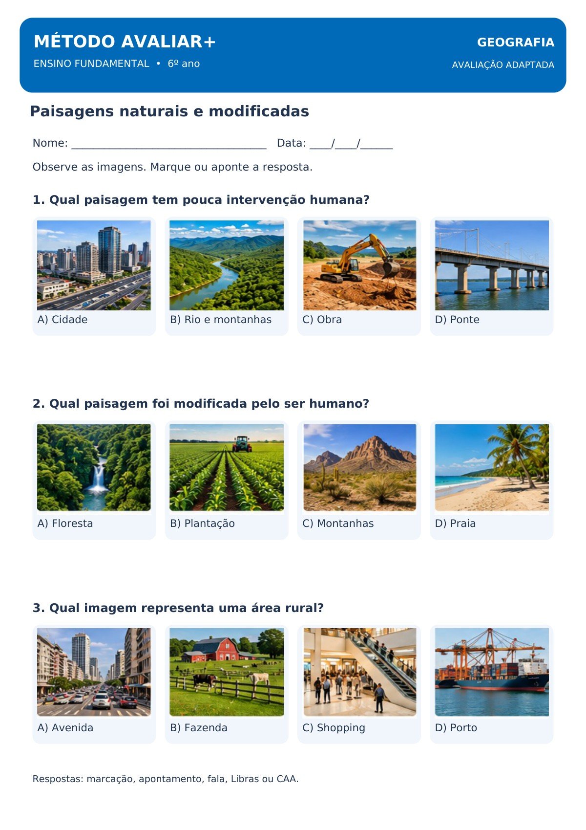 Geografia: paisagens naturais e modificadas — página interna original do PDF