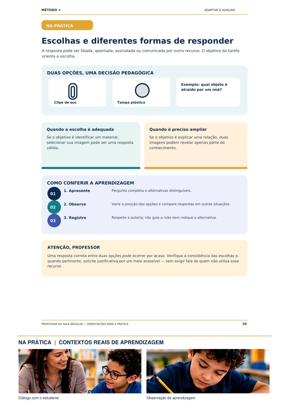 Escolhas e diferentes formas de responder — página interna original do PDF