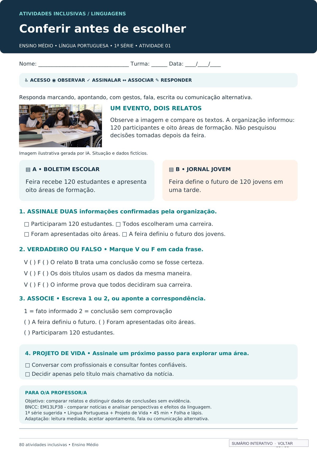 Linguagens: conferir antes de escolher — página interna original do PDF