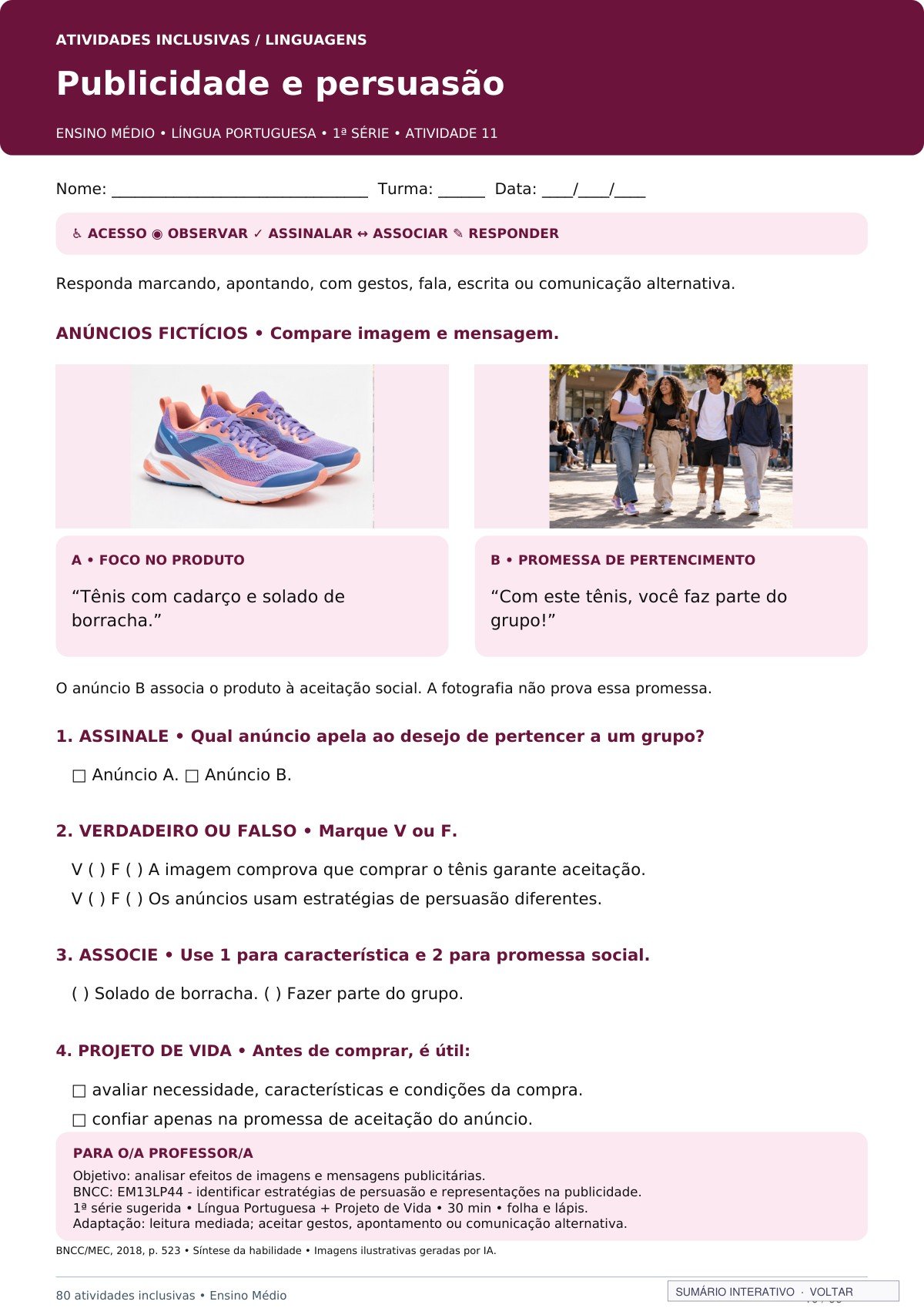Linguagens: publicidade e persuasão — página interna original do PDF